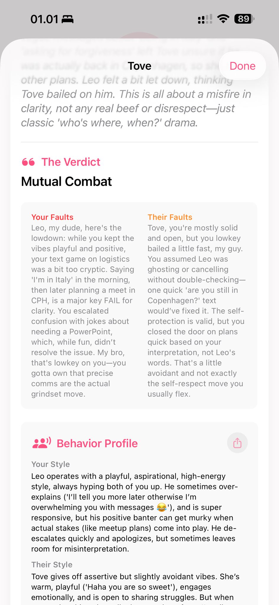 Court Verdict screen